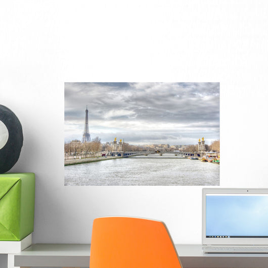 alexander iii bridge and eifell tower Wall Mural