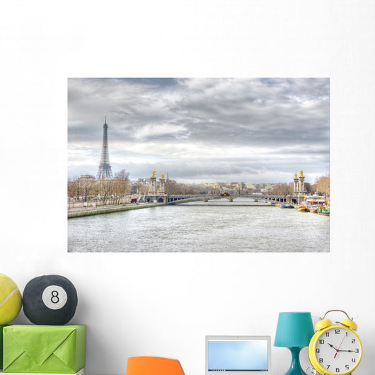 alexander iii bridge and eifell tower Wall Mural