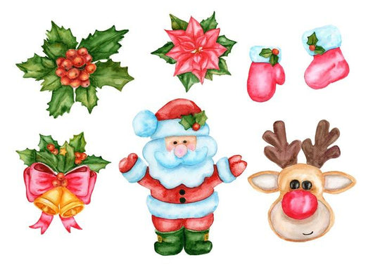 Cute Santa Clause Christmas Wall Decal Sticker Set