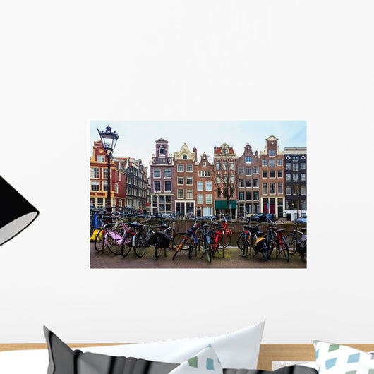 Amsterdam Houses and Bikes Wall Decal