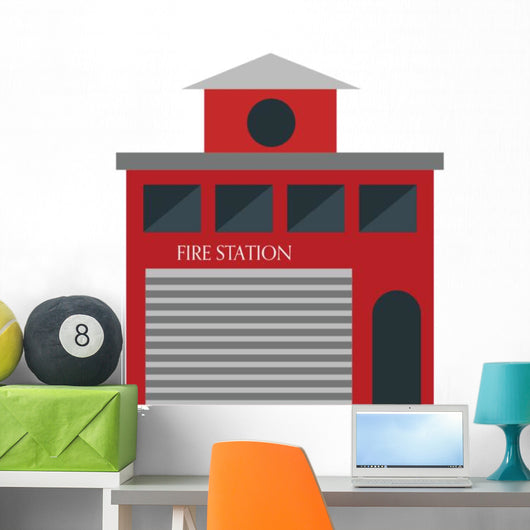 Fire Station Icon Vector Wall Decal