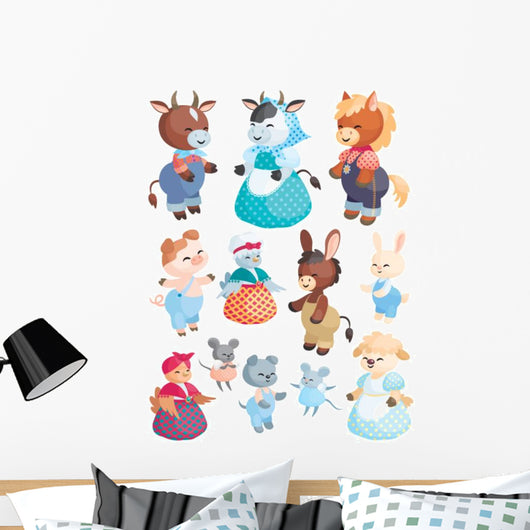 Cute Fantasy Farm Animals Wall Decal Sticker Set