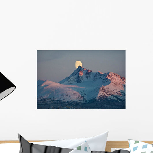 View Of Moon Rising Behind O'malley Peak Wall Mural