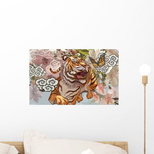 Tiger Butterfly Cherry Blossom Wall Decal