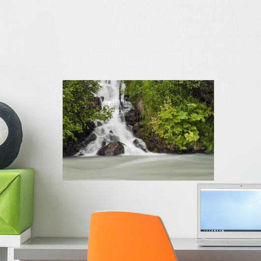 A Cascading Waterfall Flows Into Granite Creek Wall Mural