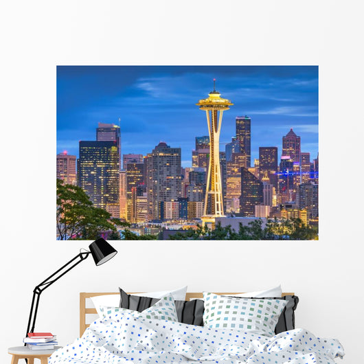 Seattle Washington Usa Skyline & Space Needle Wall Decal