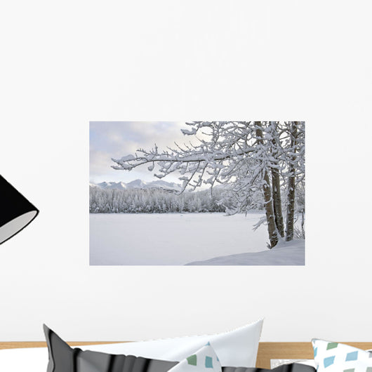 View Of Snow Covered Cheney Lake On A Winter Afternoon Wall Mural