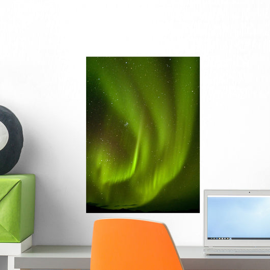 View Of Aurora Borealis Dancing Above Noatak River Wall Mural