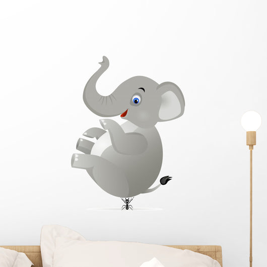 Stong tinny ant lifting a giant elephant Wall Decal