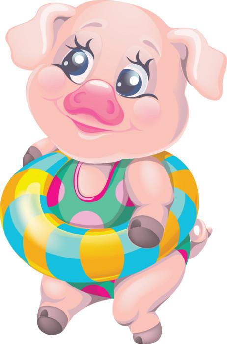 Pig Swimsuit Wall Decal