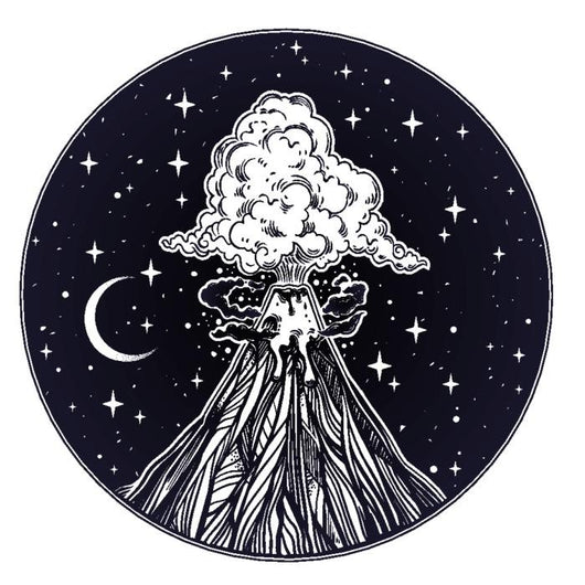 Hand Drawn Volcano in Circle Frame Wall Decal