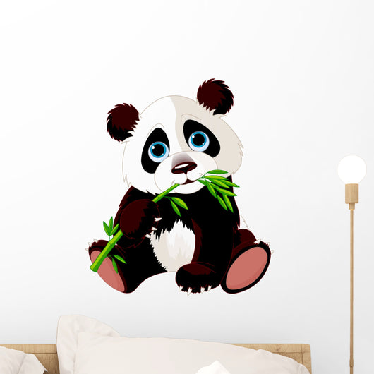 Panda Eating Bamboo Wall Decal