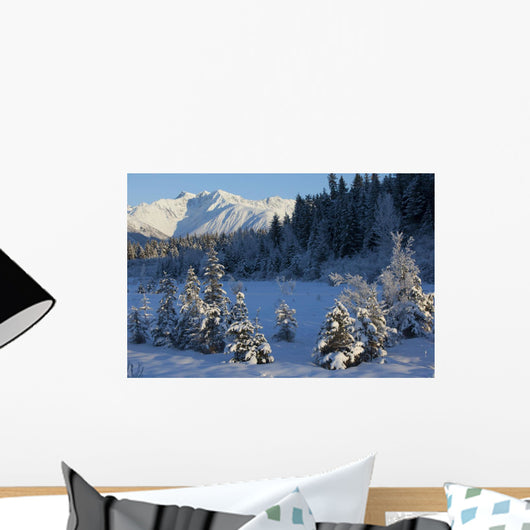 Scenic View Of Chugach Mountains And Snowcovered Landscape Wall Mural