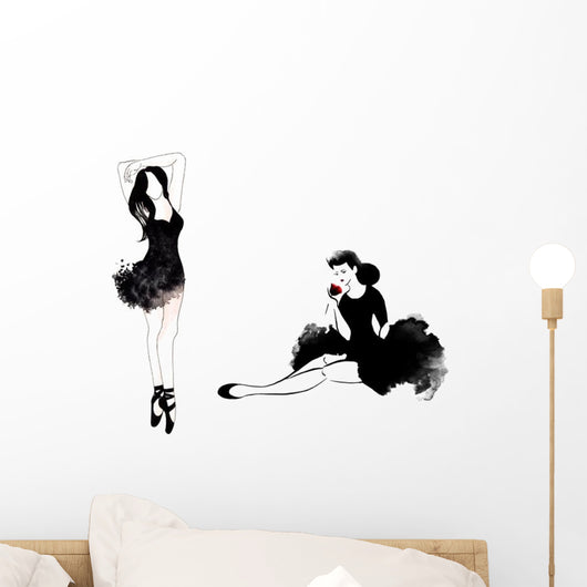 Two Girls Dancers Wall Decal Sticker Set