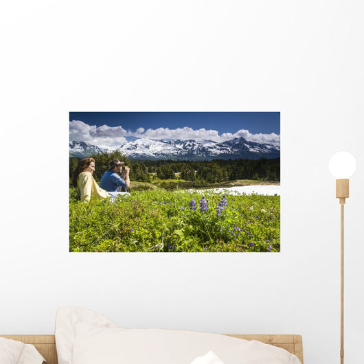 Couple Sits Wall Mural