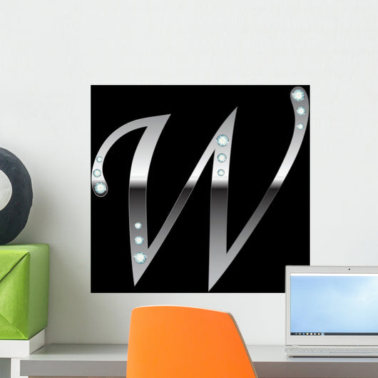 Silver Metallic Letter W