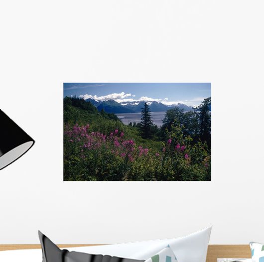Fireweed & Chugach Mts Turnagain Arm Sc Alaska Wall Mural