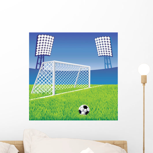 Soccer detailed goal and net. Vector illustration. Wall Mural
