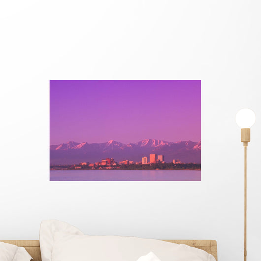 Sunset Anchorage Skyline Summer Southcentral Alaska Wall Mural