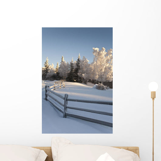 Winter Scenic Split Rail Wall Decal Design 2