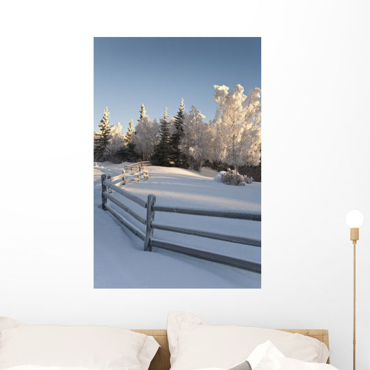 Winter Scenic Split Rail Wall Decal Design 2