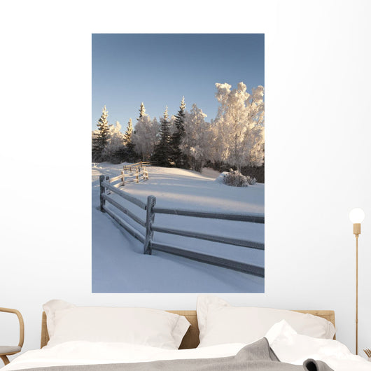 Winter Scenic Split Rail Wall Decal Design 2