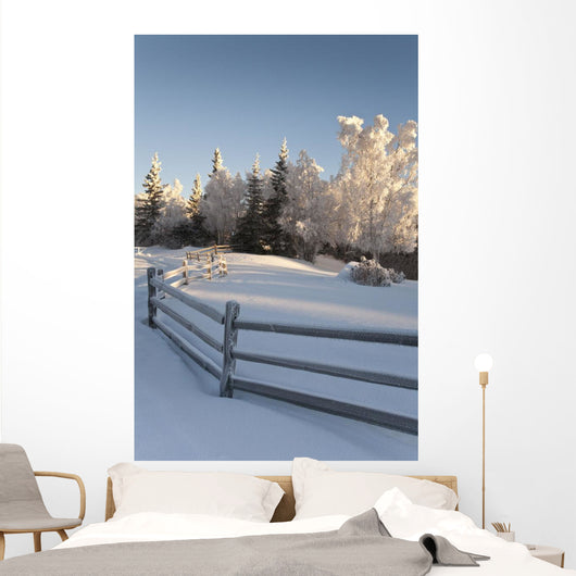 Winter Scenic Split Rail Wall Decal Design 2