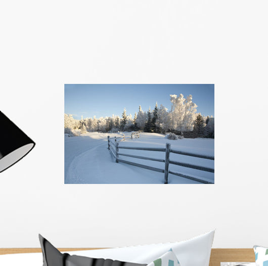 Winter Scenic Split Rail Wall Decal Design 1