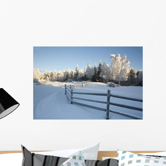 Winter Scenic Split Rail Wall Decal Design 1