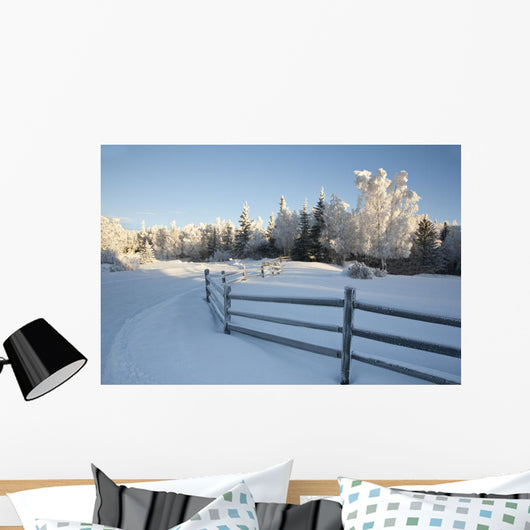 Winter Scenic Split Rail Wall Decal Design 1