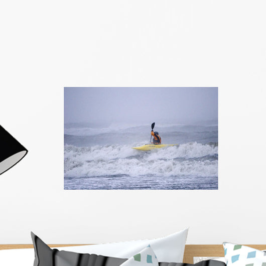 Man Kayak Surfing Winter Wall Decal Design 1