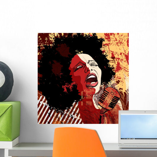 jazz singer on grunge background Wall Mural
