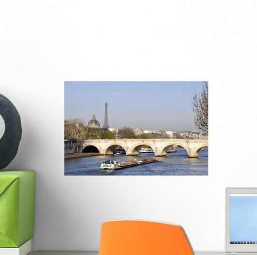A barge on the river Seine Wall Mural
