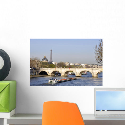 A barge on the river Seine Wall Mural