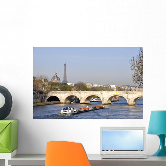 A barge on the river Seine Wall Mural