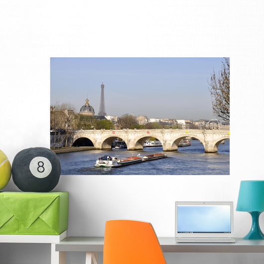 A barge on the river Seine Wall Mural