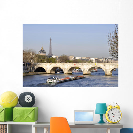 A barge on the river Seine Wall Mural