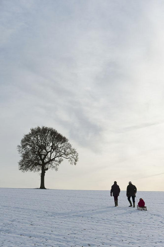 Couple Pulling Child Sledge Wall Decal