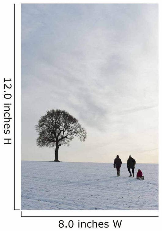 Couple Pulling Child Sledge Wall Decal