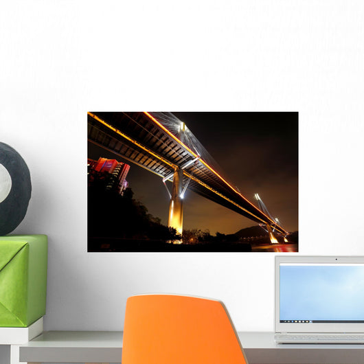 Hong Kong night, Ting Kau Bridge Wall Mural