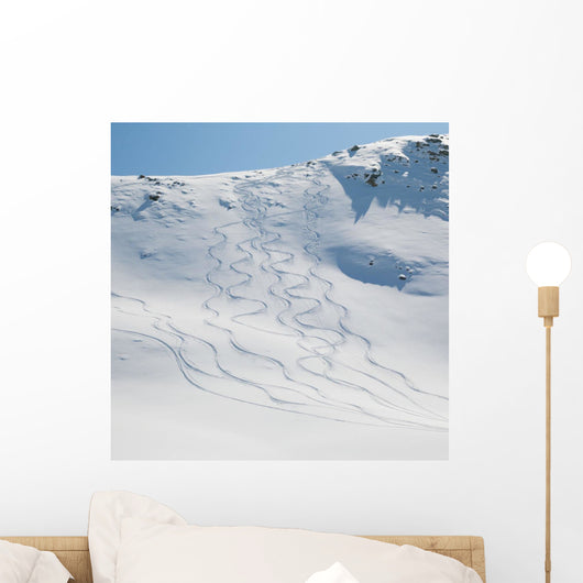 Ski Tracks Snow Mountain Wall Decal