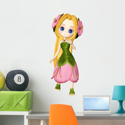 Chibi Flower Girl Wall Decal