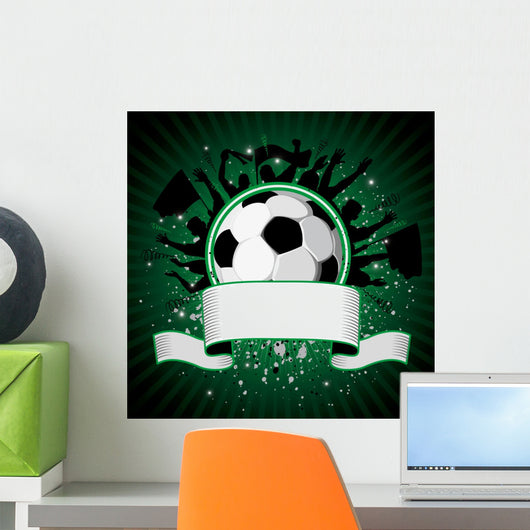 Soccer Ball on Grunge Background Wall Mural