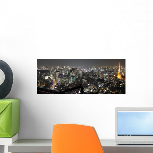 Illuminated Tokyo City in Japan at night from high above Wall Mural