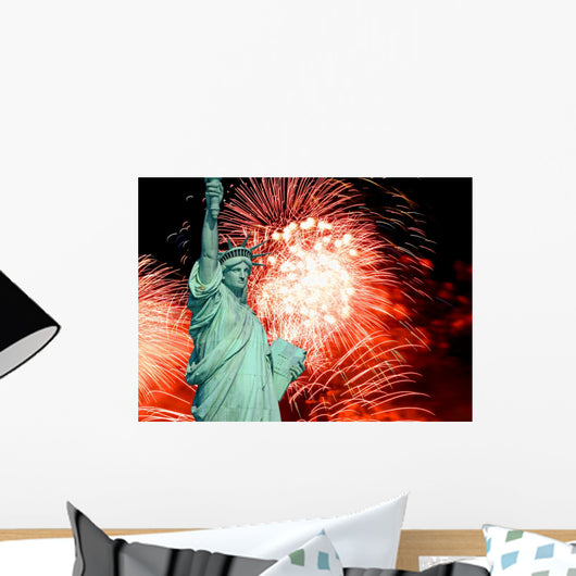 Statue Liberty and Fireworks