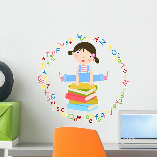 Girl and Book Wall Mural