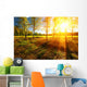 Beautiful landscape with summer forest and sunset Wall Mural