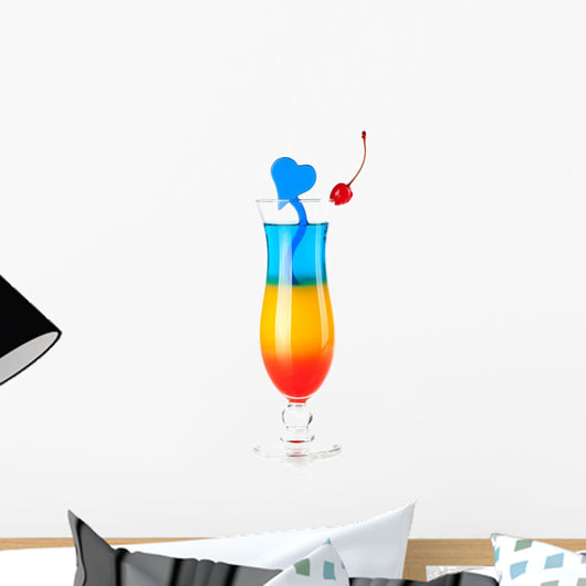 Layered tropical cocktail with blue heart decoration Wall Decal
