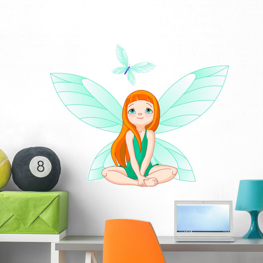 Fairy observes for flying butterfly Wall Decal