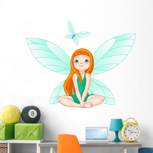Fairy observes for flying butterfly Wall Decal